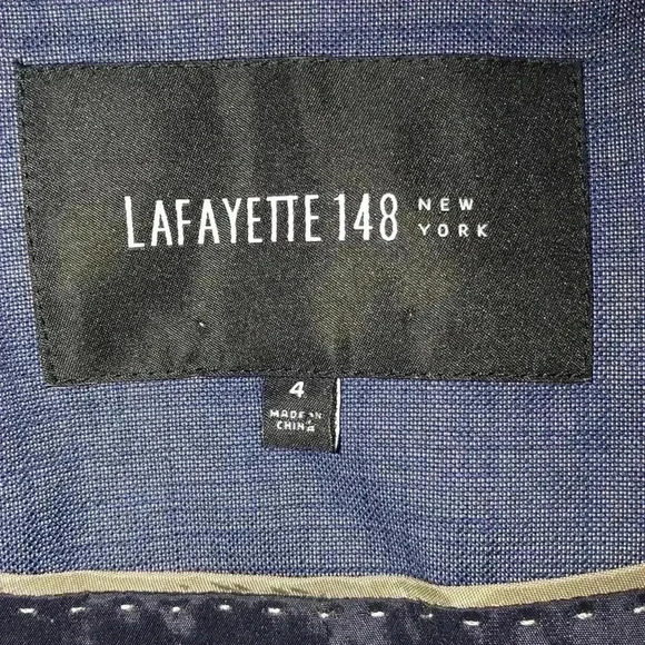 Lafayette 148 Chambray Fully Lined Long Sleeve Blazer Jacket Size 4 - Picture 4 of 6